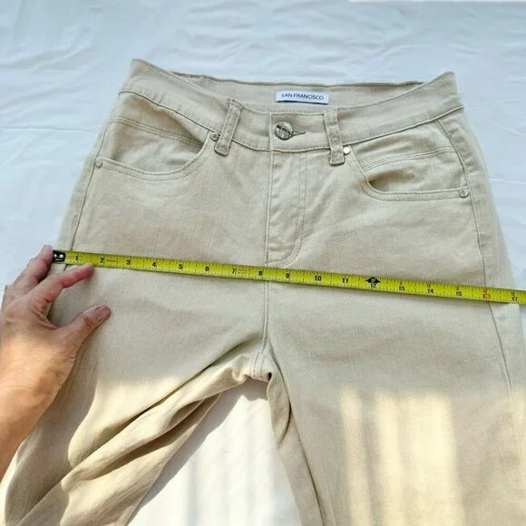cropped pants women Size 5 Beige Stretch - Picture 9 of 14